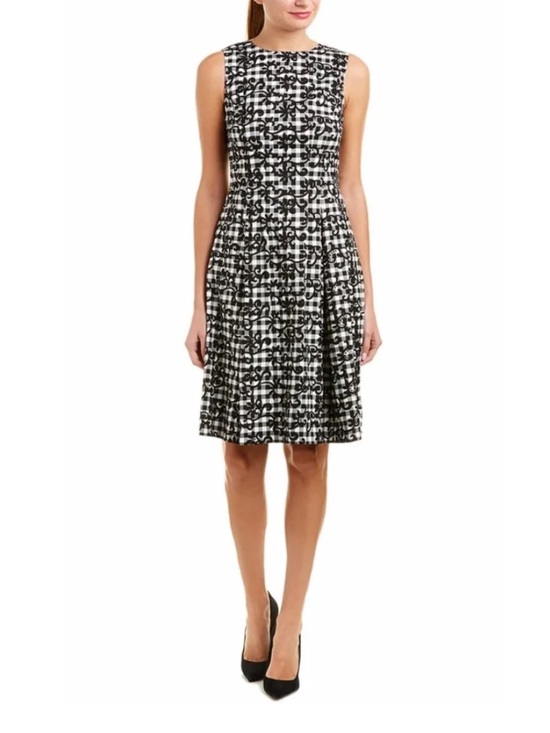 Brooks Brothers Dresses & Skirts - Brooks Brothers Gingham Floral Fit & Flare Dress Preppy Pockets Black White 6